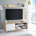 MUEBLE TV PUERTA Y ESTANTE 50x130x40 CM BLANCO ARTIK Y ROBLE
