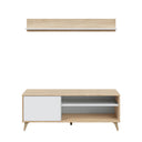 MUEBLE TV PUERTA Y ESTANTE 50x130x40 CM BLANCO ARTIK Y ROBLE