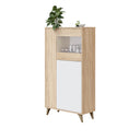 ARMARIO VITRINA SALÓN 3 PUERTAS 142x77x33 CM BLANCO ARTIK Y ROBLE