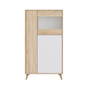 ARMARIO VITRINA SALÓN 3 PUERTAS 142x77x33 CM BLANCO ARTIK Y ROBLE