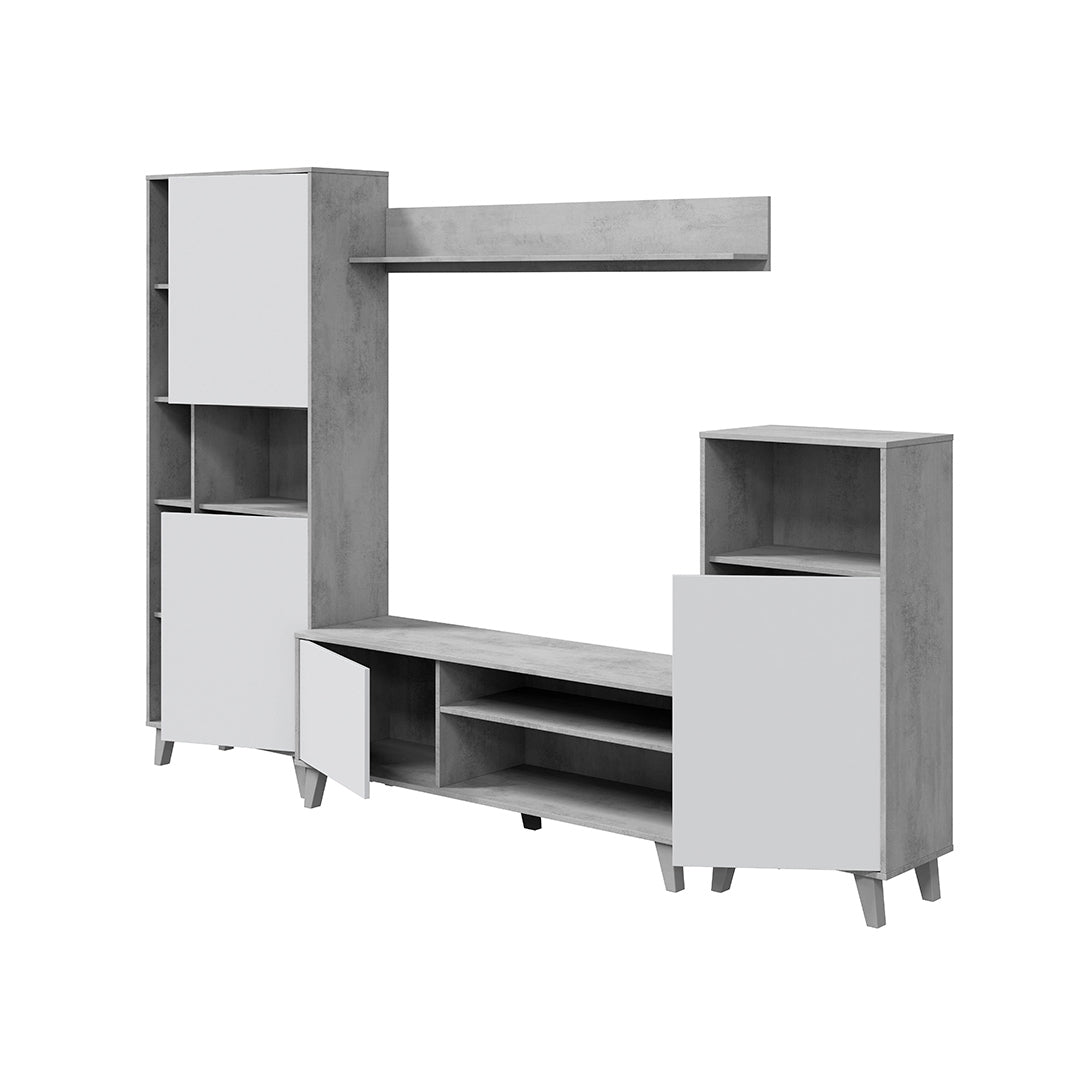 Ensemble de salon modulaire 4 pièces ARTIK, gris et blanc