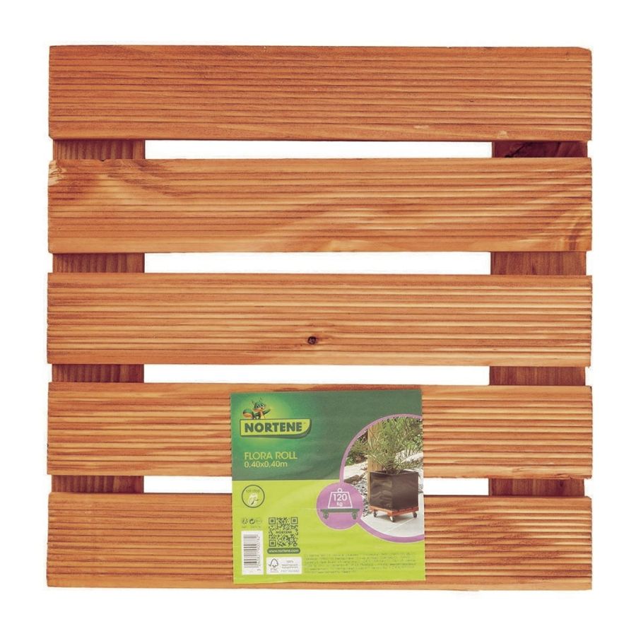 Soporte con ruedas madera flora roll nortene