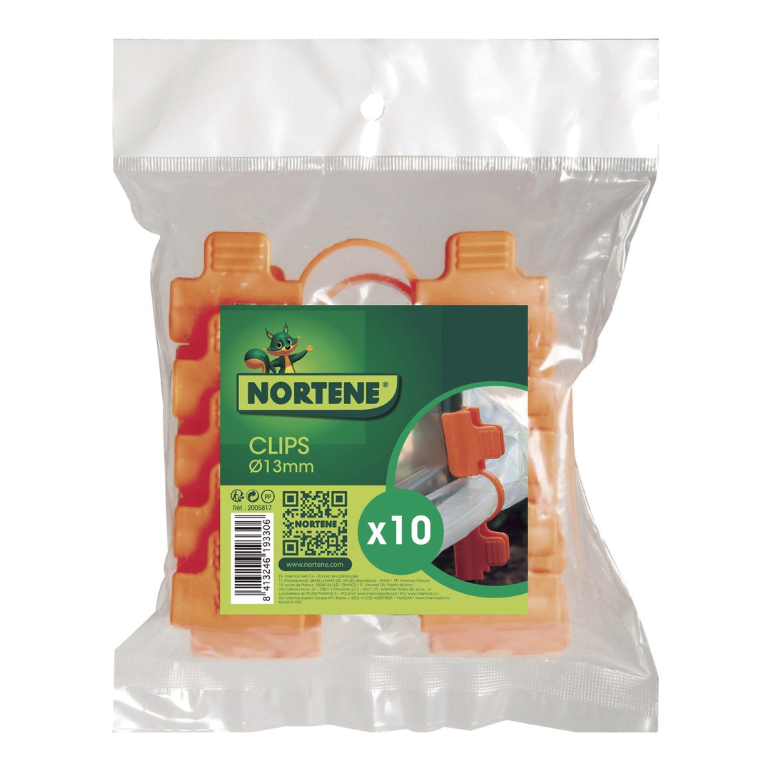 Clips film tomatera (x10) 13 mm naranja nortene