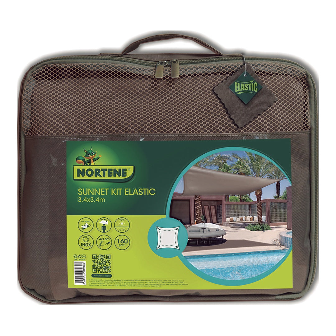 Toldo vela sunnet kit elastic cuadrada 3,4 x 3,4 m nortene