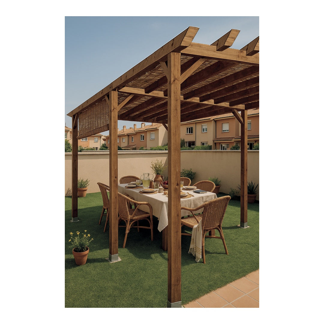 WOODEN PERGOLA KIT 4X3.6X2.4 M + 9X9 POSTS NORTENE 