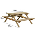 Tavolo da picnic in legno di pino 72x172x159 cm nortene