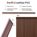 Perfil de acabamento em U para vedação em PVC de 1,5 m, castanho-norte