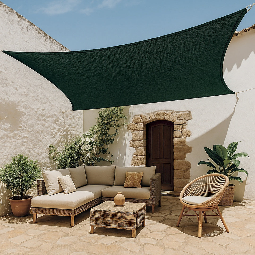 Toldo vela permeable caudrada 3.6x3.6 m verde nortene
