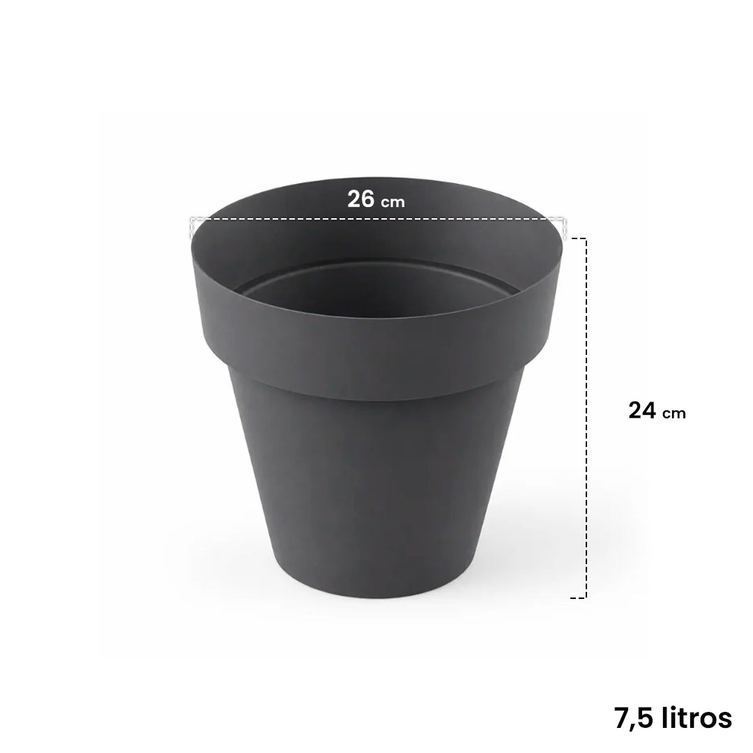 Maceta redonda TES antracita ø26 cm