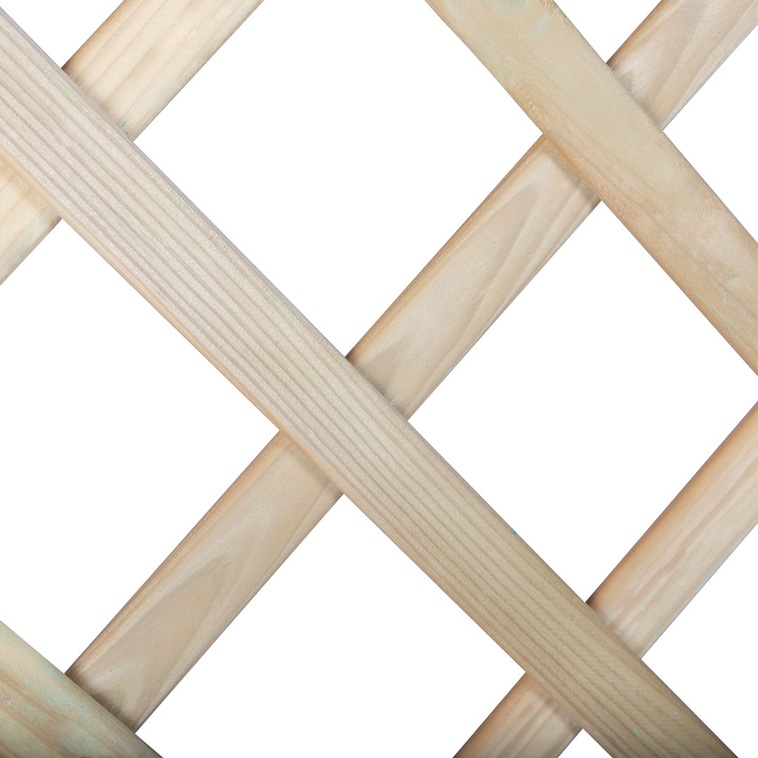 Panel de celosía de madera de pino 180x180 cm, resistente y decorativo, ideal para separar ambientes y aportar privacidad en jardines y terrazas.