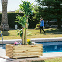 Jardinière en bois de pin 80x40x32 cm, résistante à l'humidité et parfaite pour décorer les jardins, terrasses ou balcons en Espagne.