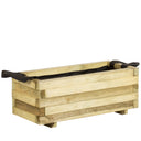 Jardinera rectangular de madera de pino 70x30x28 cm con malla geotextil extraíble, ideal para jardín, terraza o balcón, resistente y lista para usar.