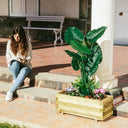 Jardinera rectangular Windowbox de madera de pino 90x40x33 cm, ideal para jardín, terraza o balcón, resistente y lista para usar.
