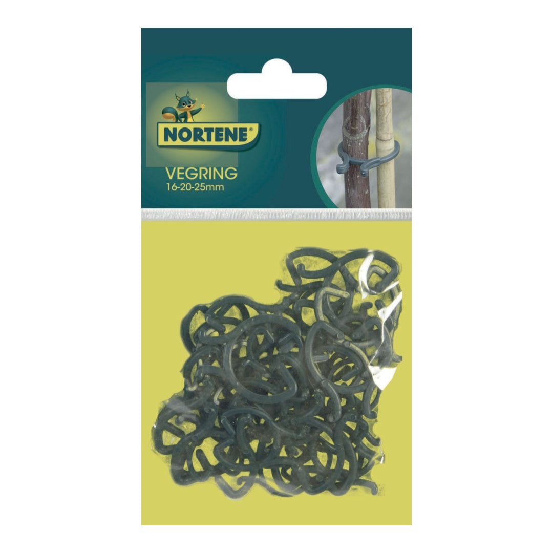 40-UNIT TUTOR FIXING RING, 16.5, 20 AND 25 MM, GREEN, NORTENE