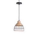 Suspension Fei 22x21 cm en métal noir et rotin