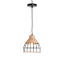Lampe suspendue FEI en métal et rotin noir 22 x 21 cm