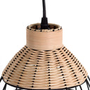Lampe suspendue FEI en métal et rotin noir 22 x 21 cm