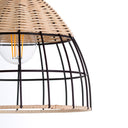 Lampe suspendue FEI en métal et rotin noir 22 x 21 cm