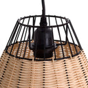 SHARPEY MÉTALLIQUE ET ROTIN NOIR SUSPENDU 31X20 CM