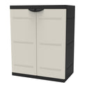 Armario resina media altura 2 estantes negro beige 70x44x88 cm