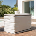 Coffre de rangement en résine avec 1 étagère, beige, 80 x 61 x 53 cm