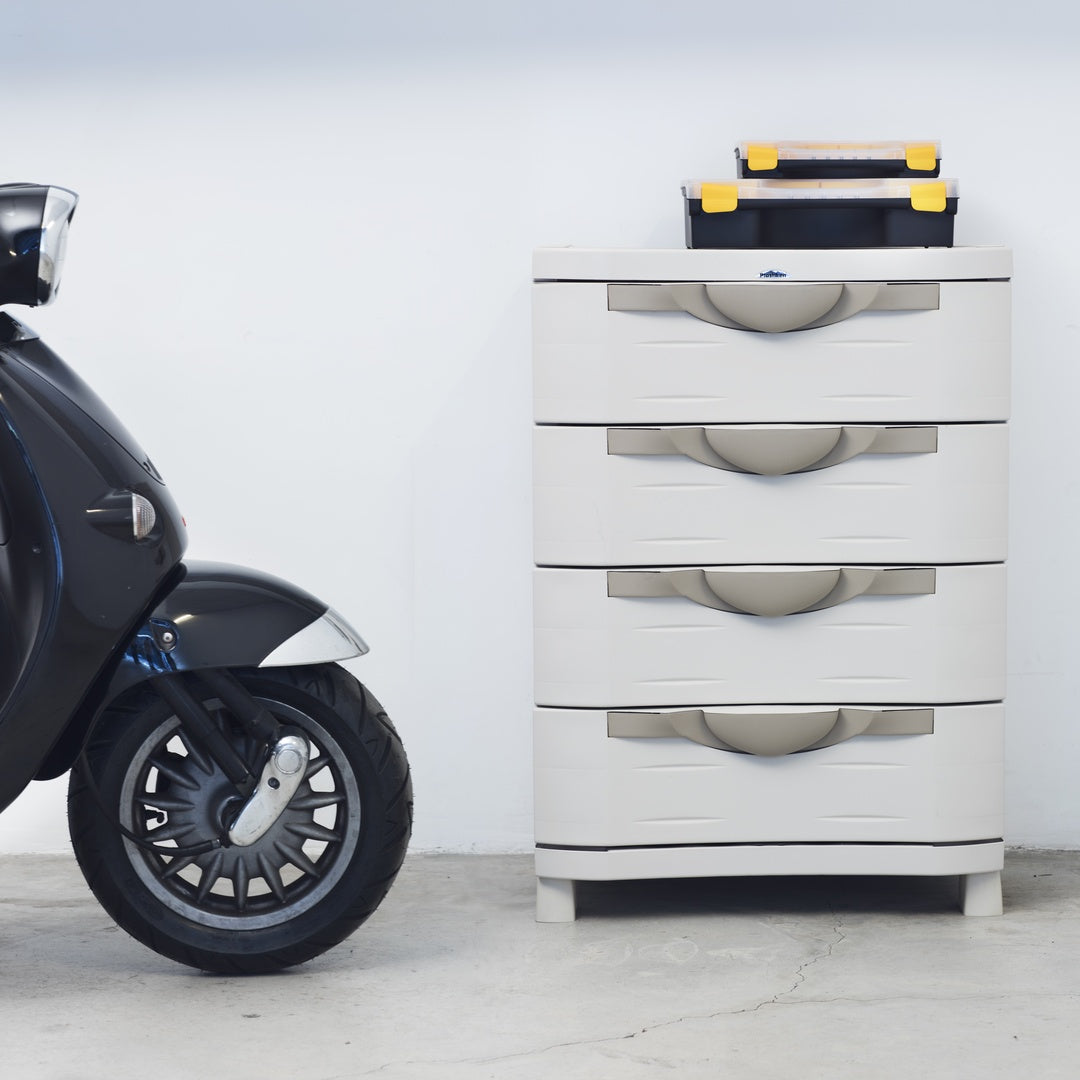 Commode à 4 tiroirs, 70 x 45 x 100 cm, beige