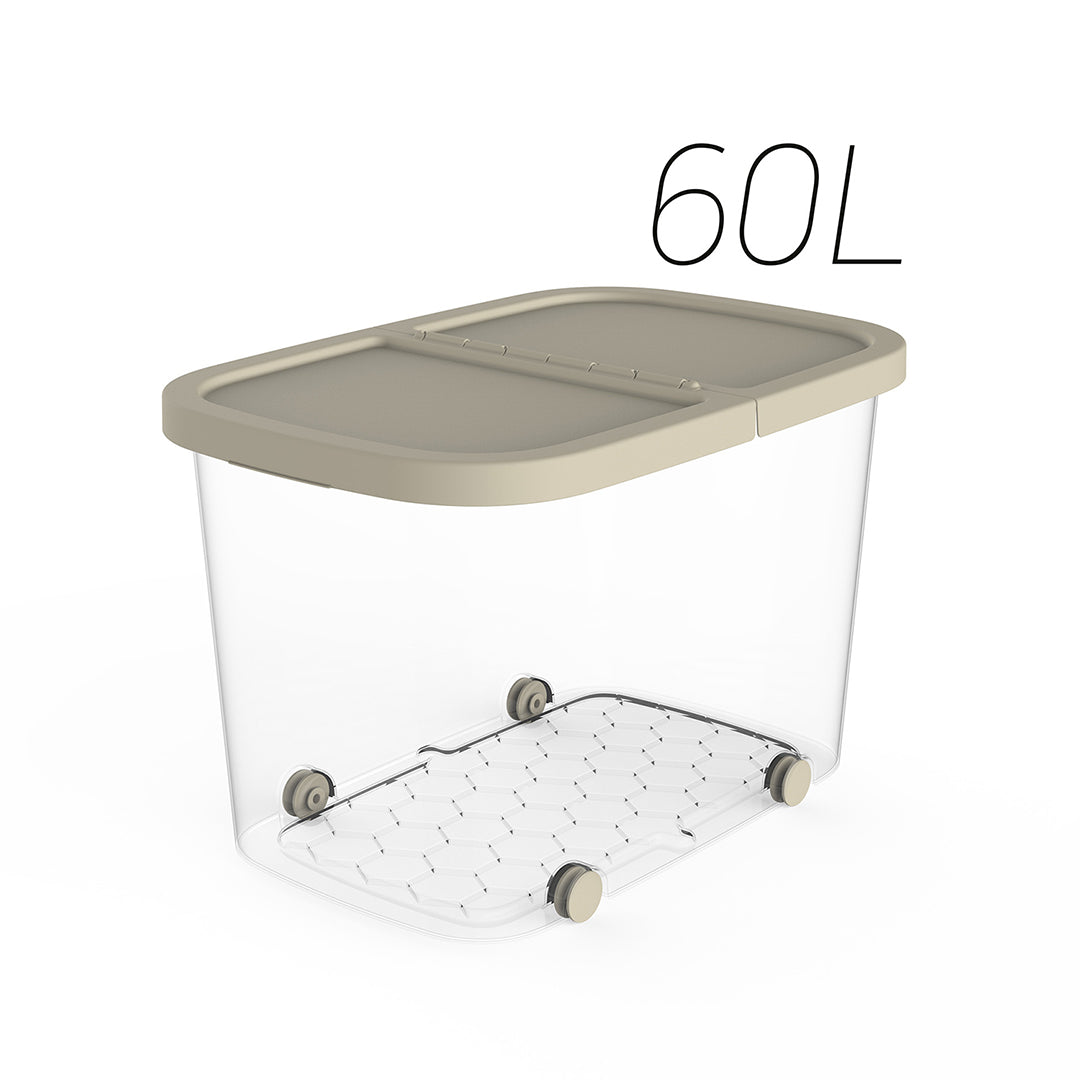 MULTI-PURPOSE BOX WITH WHEELS 59X39X38 CM 60L BEIGE 