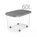 Caixa multiusos com rodas, 59x39x38 cm, 60L, prateada
