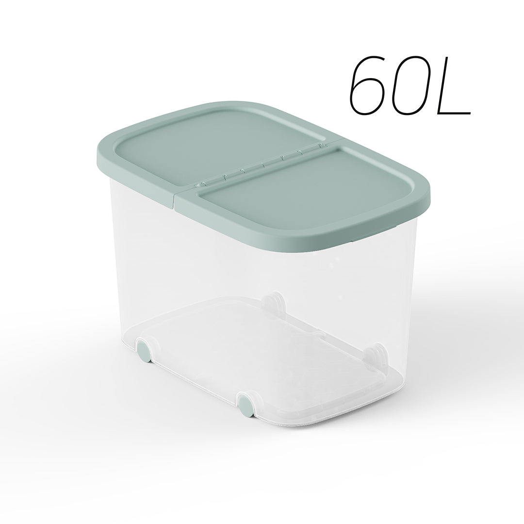 CAJA MULTIUSOS RUEDAS 59X39X38 CM 60L MENTA