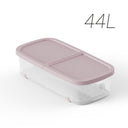 Caja de almacenamiento multiusos de 44L en color rosa con tapa ajustada. Ideal para organizar ropa, juguetes y documentos en el hogar
