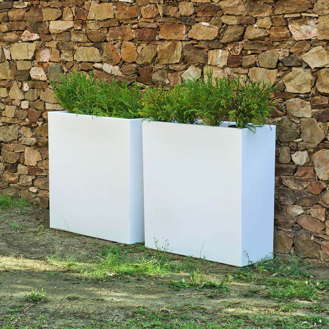 MACETERO RECTANGULAR JUNCO 80 80X32X80 CM BLANCO