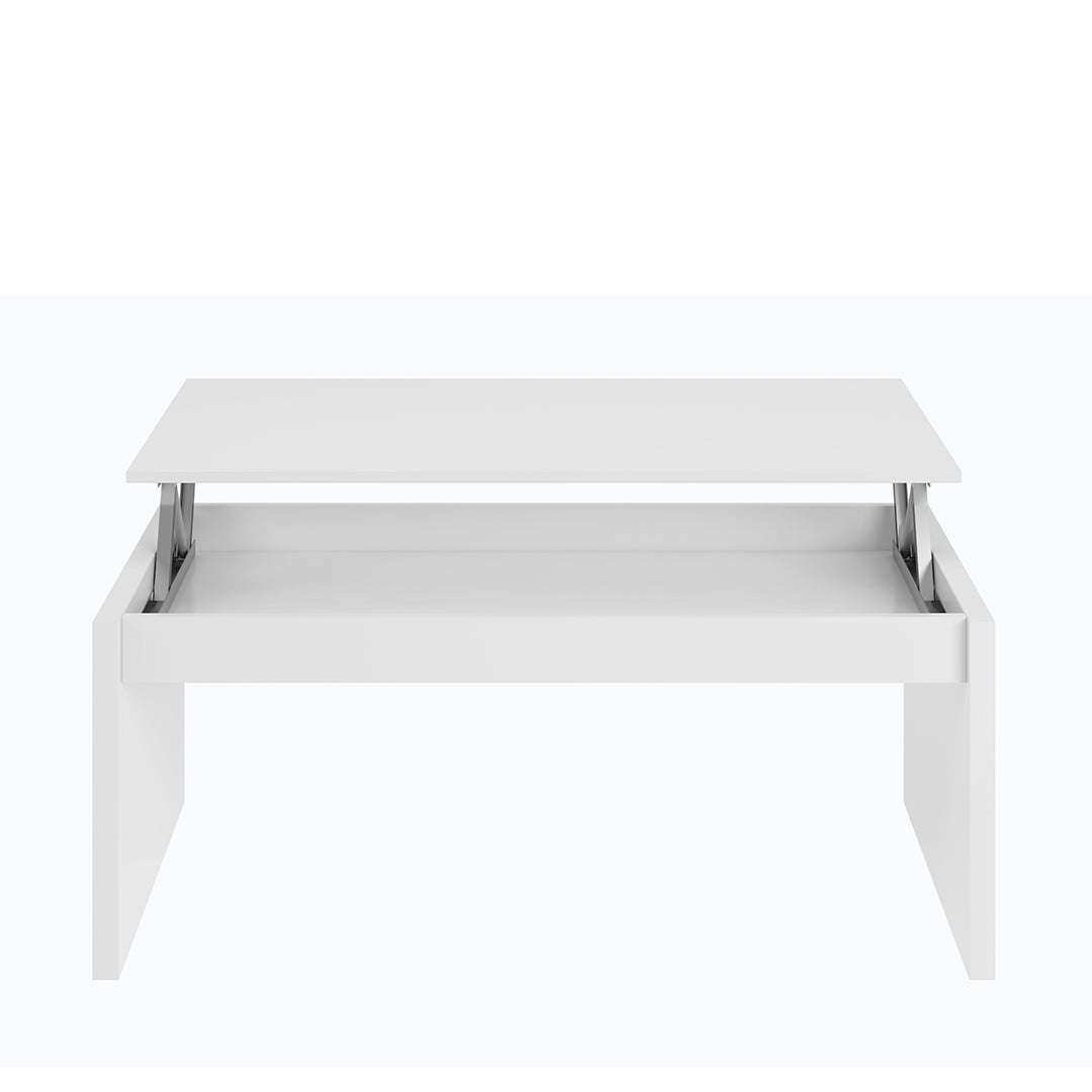 MESA CENTRO ELEVABLE 102X43X50 CM BLANCO BRILLO