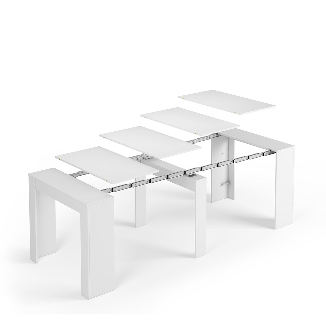 MESA COMEDOR EXTENSIBLE 90X50-237 CM BLANCO BRILLO