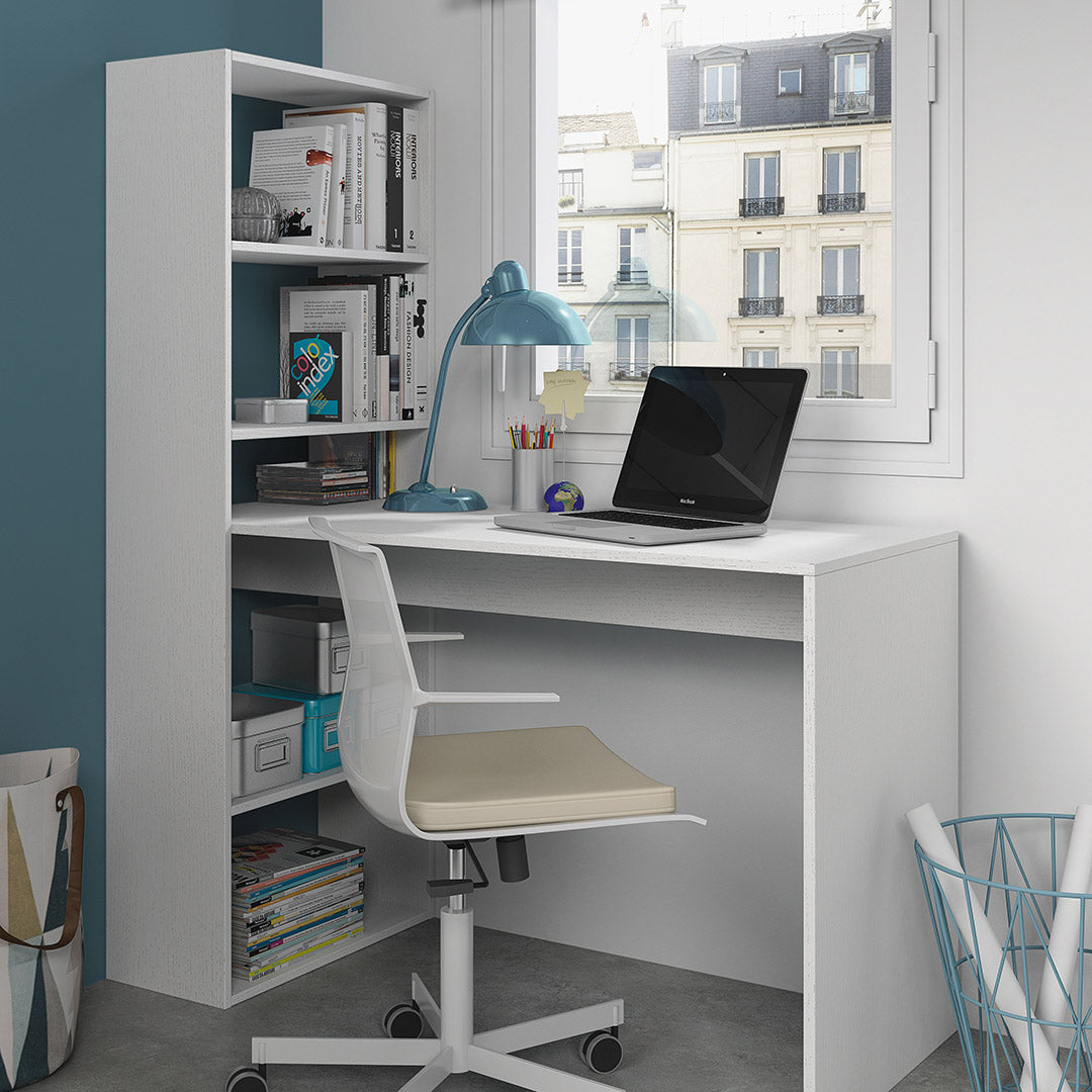 MESA ESCRITORIO CON ESTANTERIA 144X120X53 CM BLANCO ARTIK