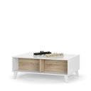 MESA CENTRO ELEVABLE 38X100X68 CM BLANCO BRILLO/ROBLE CANADIAN 