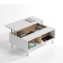 MESA CENTRO ELEVABLE 38X100X68 CM BLANCO BRILLO/ROBLE CANADIAN 