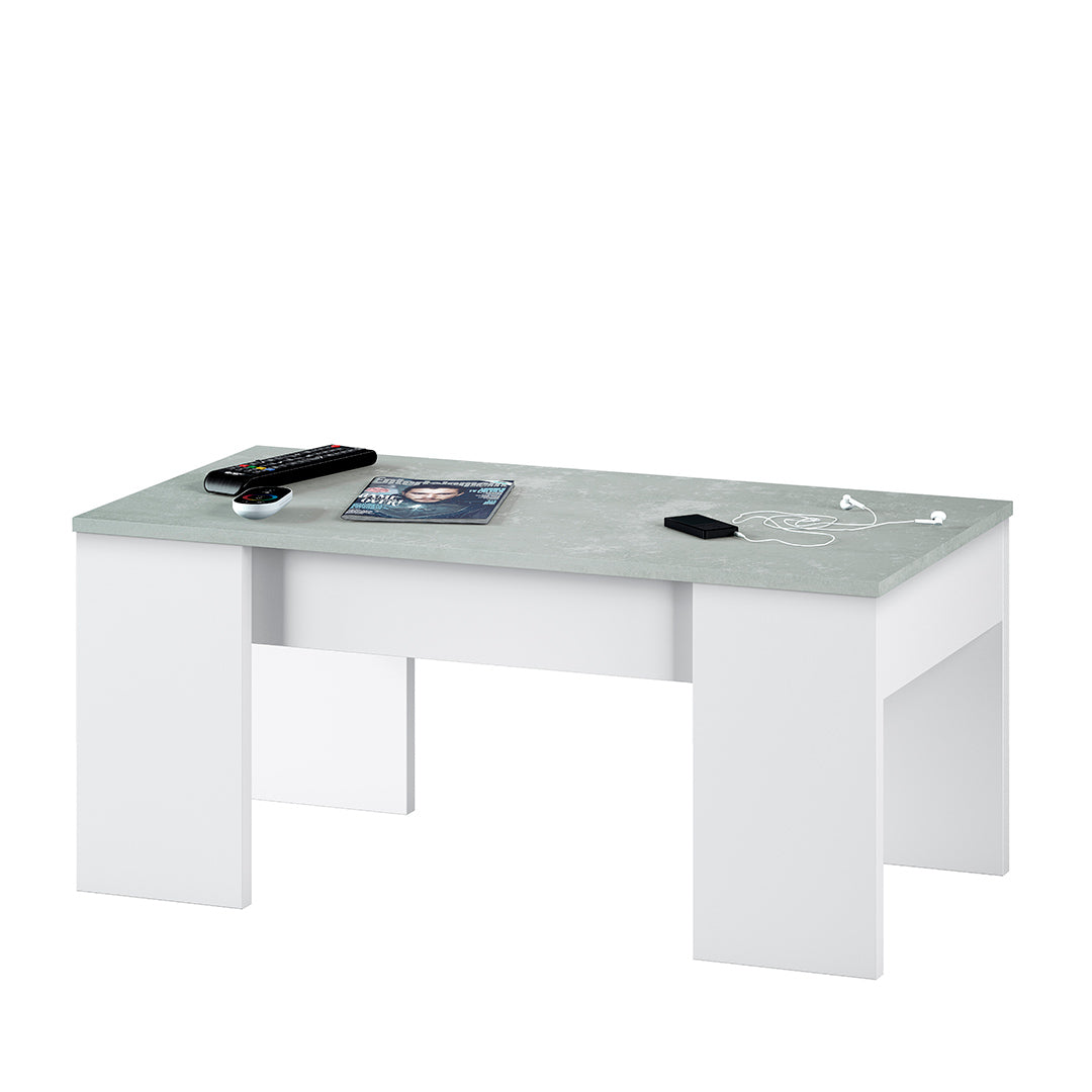 MESA CENTRO ELEVABLE 45X100X50CM CEMENTO/ BLANCO ARTIK