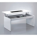 MESA CENTRO ELEVABLE CRISTAL 102X43X50 CM BLANCO BRILLO/CRISTAL NEGRO 