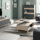 MESA CENTRO ELEVABLE 100X41X68 CM ROBLE/GRIS