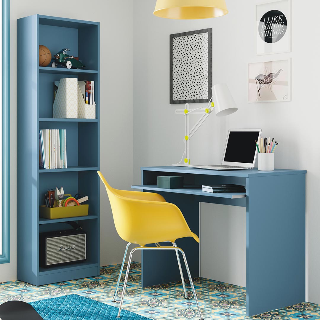 MESA ESCRITORIO CON BANDEJA 90x79x54CM AZUL