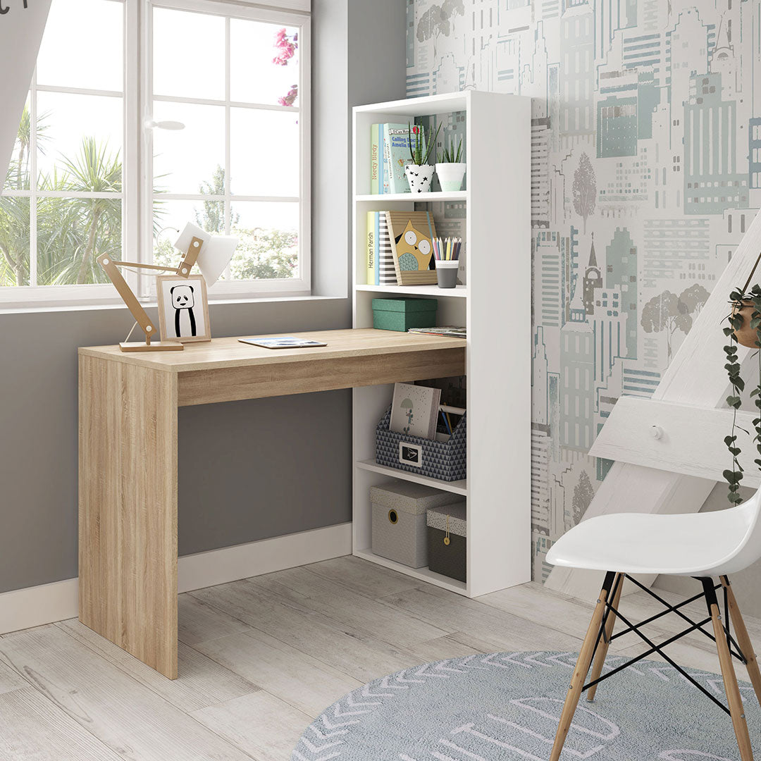 MESA DE ESCRITORIO CON ARMARIO 120x144x50CM BLANCO ARTIK/ROBLE