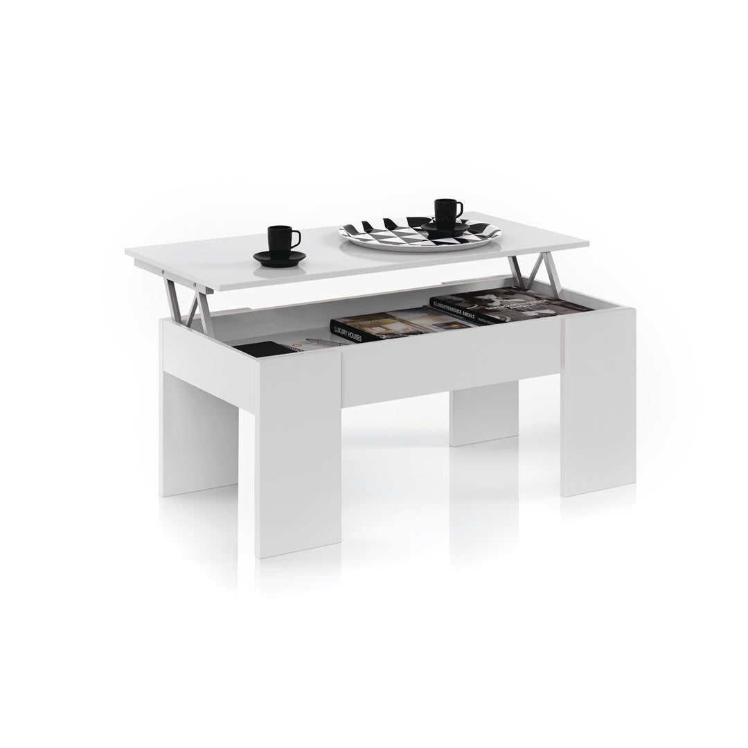 MESA DE CENTRO ELEVABLE FLOW 45X100X50 CM BLANCO ARTIK