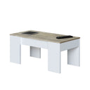Table basse Flow à plateau relevable 45 x 100 x 50 cm, chêne d'Alaska / blanc Artik