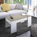 Table basse Flow à plateau relevable 45 x 100 x 50 cm, chêne d'Alaska / blanc Artik