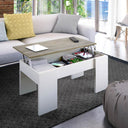 Table basse Flow à plateau relevable 45 x 100 x 50 cm, chêne d'Alaska / blanc Artik