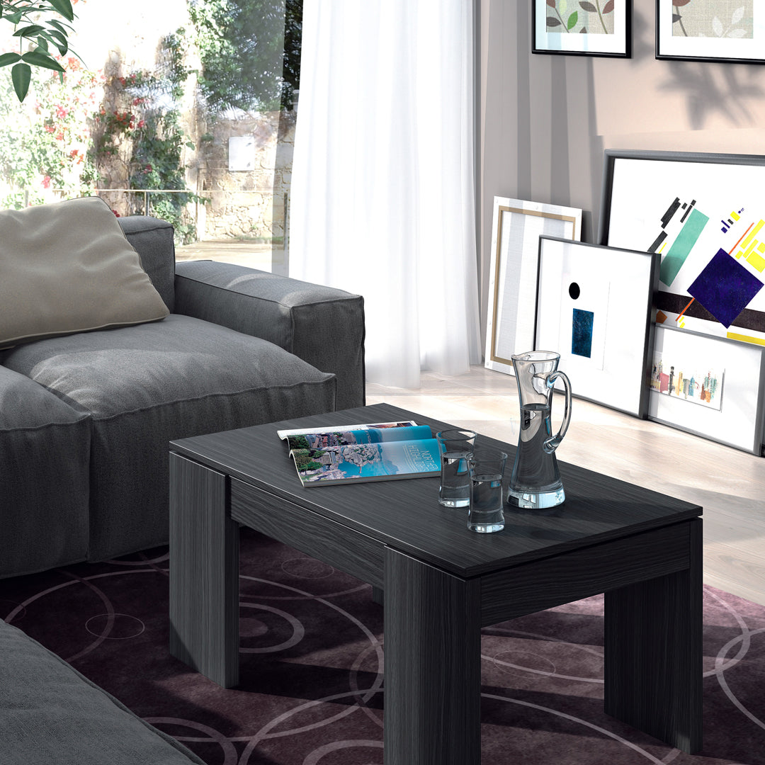 Mesa de centro com tampo elevatório, 43x100x50 cm, cinzento-claro