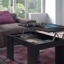 Mesa de centro com tampo elevatório, 43x100x50 cm, cinzento-claro