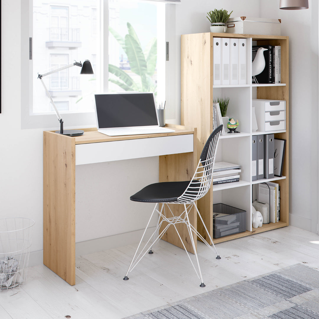 Mesa escritorio noa 77x81.5x40 cm blanco artik y roble nodi