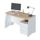 Mesa escritorio argon 74x136x67 cm blanco artik y roble