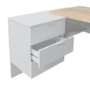 Mesa escritorio reversible 73x145x102 cm blanco artik y roble